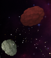 Asteroid storm cutting across space